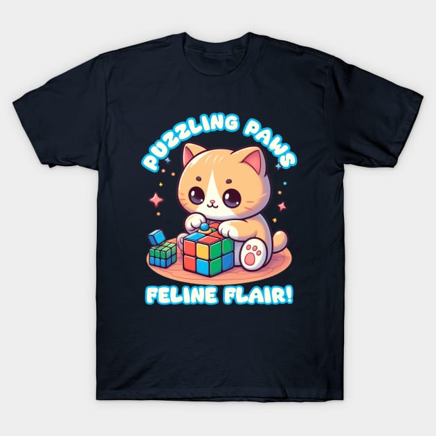 Puzzling paws feline flair T-Shirt by AOAOCreation